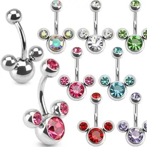 Minimalista solo cristal Rhinestone Mickey vientre anillo ratón <span class=keywords><strong>ombligo</strong></span> <span class=keywords><strong>Piercing</strong></span> cuerpo joyería <span class=keywords><strong>Acero</strong></span> quirúrgico <span class=keywords><strong>Acero</strong></span> inoxidable principal - Product Image 1