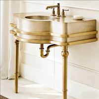 Meuble de salle de bain de style royal, console de salon, pieds de meuble de luxe, lavabo en marbre blanc Bianco Calacatta, pierre naturelle