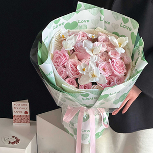 防水加工の厚手のOuyaペーパー、ハートデザインの花柄包装紙、DIY花屋の花束包装資材、Yuyin包装紙 - Product Image 6