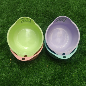 <b>Plastic</b> Rice Washing Basin 4 Pieces Mixed Color Dishwasher Safe <b>Kitchen</b> Vegetable Fruit Drain Basket - Product Image 4