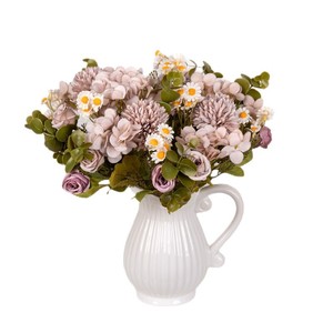 Ramo de Flores Artificiales de Gardenia, Guirnalda Ovalada de Rosas y Margaritas de Seda, Decoración para Arco de Boda, Decoración Duradera para Interiores y Exteriores - Product Image 5