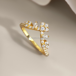 Fashion Accessory Wholesale Brass Cubic Zirconia <b>Stack</b> <b>Rings</b> 18K Gold Plated Brass <b>Ring</b> for Women - Product Image 2