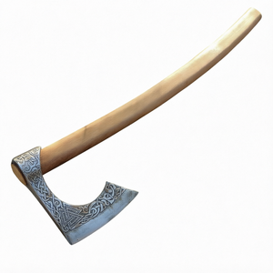 Hache Viking gravée avec tête barbue, lame en acier, manche en bois, hache de camping en plein air - Product Image 1