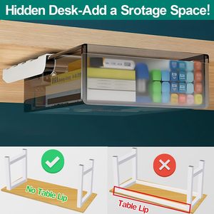 Modern Double <b>Drawer</b> Under Desk <b>Storage</b> Box High Quality ABS <b>Plastic</b> Office Household Organizer - Product Image 5