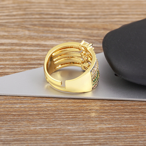 Qiku Bohemia Nhiều Lớp Cầu Vồng Pha Lê Có Thể Điều Chỉnh Nhẫn Đồng Zircon Hình Bầu Dục Hình Chữ Nhật Trái Tim Rhinestone Trang Sức Phụ Kiện Quà Tặng - Product Image 4