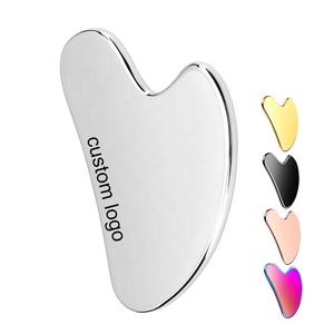 Custom di alta qualità Guasha raschietto viso oro rosa strumento 304 acciaio inox Pour Visage Gua Sha e rullo con Logo - Product Image 1