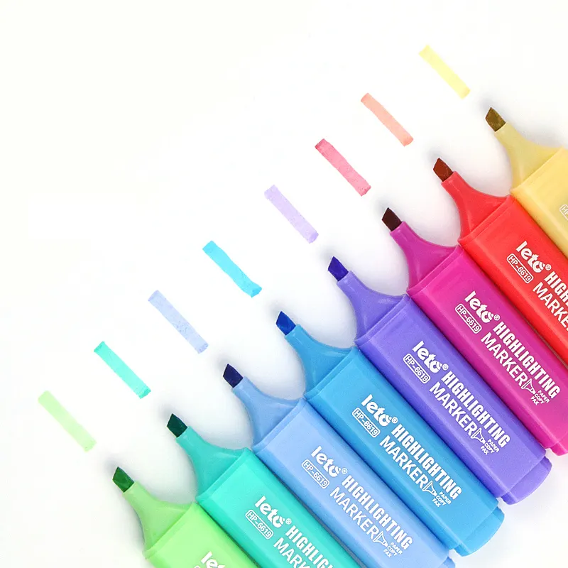 مجموعة أقلام تمييز الألوان من OEM مسطحة بحافة مائلة