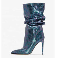 Bottes à talons hauts élégantes pour femme, design fantaisie, à lacets, bout pointu, en cuir, avec fermeture éclair à la cheville