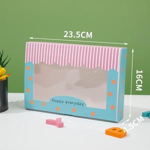 กล่องบรรจุภัณฑ์ขนมหวานแบบฝรั่งเศสสำหรับขนมอบ เค้ก และของขวัญ ทำจากกระดาษแข็งใส กันน้ำ กันน้ำมัน รูปทรงสี่เหลี่ยม พร้อมส่ง - Product Image 6