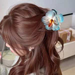 BELLE WORLD Pince à cheveux haut de gamme personnalisable <span class=keywords><strong>en</strong></span> PVC, <span class=keywords><strong>style</strong></span> nouveau, avec fleur artificielle faite à la main, pour chignons féminins - Product Image 2