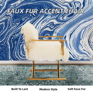 Modern Leisure-Style Cross Leg Mongolian Faux Fur Convertible <b>Chair</b> <b>High</b>-End Contemporary Dining Bedroom Home Office Hotel - Product Image 2