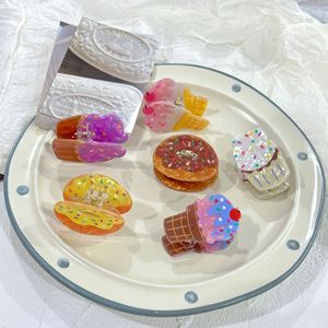 Presilha de Cabelo Pequena Estilo Desenho Animado Fofo com Simulação de Sobremesas (Cupcake, Sorvete) e Cristais - Product Image 2