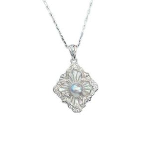 31288 Accesorios de Perlas DIY, Colgante de Plata S925 con Bonito Collar de Concha y Colgantes y Dijes de Perlas Redondas Premium de 5-6 mm - Product Image 5