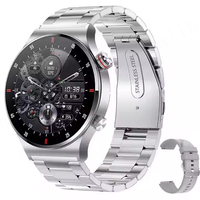 Montre Connectée de Sport et d'Affaires pour Hommes, Bracelet en Acier Inoxydable et Silicone, Étanche, NFC pour Appels, Compatible IOS et Android, Modèle QW33