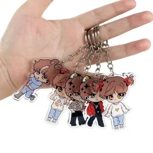 Custom diy clear kpop acrylic keychain keyring transparent circle idol kpop merchandise key chain manufacturer make personalized