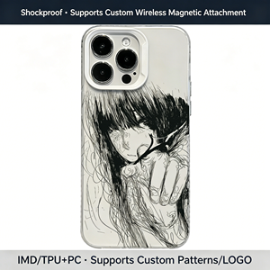 Coque antichoc en TPU transparent style anime avec ligne noire audacieuse, fille aux cheveux désordonnés et motif abstrait, pour <span class=keywords><strong>iPhone</strong></span> 17 16 15 14 Pro Max - Product Image 4