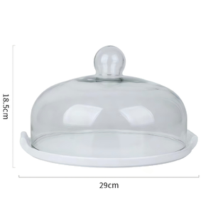 Hoogwaardige transparante glazen deksel keramische taartplateau bakplaat fruit schaal brood afternoon tea presentatiestand - Product Image 6