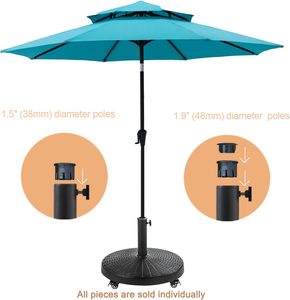 Yüksek kalite toptan ağır siyah yuvarlak taban açık veranda pazarı masa şemsiye için haddeleme tekerlekler ile standı - Product Image 2