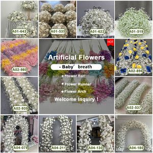 Chemin de table élégant et lisse pour événements de mariage, décoration de table d'allée, fleurs de gypsophile blanches - Product Image 6