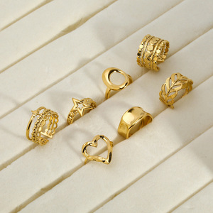 Phụ Nữ Của Thép Không Gỉ Đồ Trang Sức Thời Trang Phụ Kiện Không Thấm Nước Trái Tim Và Sao Mạ Vàng Cổ Điển Mở Addjustable Vòng - Product Image 2