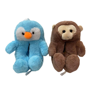 Vente en gros de pingouin en peluche noire d'intérieur pour chaussons Tigre de dessin animé mignon plat avec fonction antidérapante éclairée pour les enfants en automne - Product Image 6