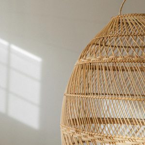 Rattan Hand-Woven Pendant <b>Light</b> Round E27 LED Bulb For Living Room Bedroom <b>Dining</b> Room Hotel Commercial Use - Product Image 4
