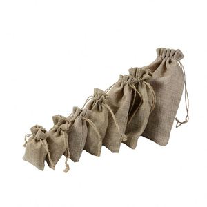 Custom Logo Eco-friendly Promotional Draw <b>String</b> Favor Jute <b>Bags</b> Set with Tag Small Gift Pouch Sack Wholesale - Product Image 4
