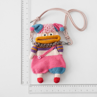Porte-clés en peluche fait main au crochet, poupée à grande bouche, figurine de dessin animé, pochette bandoulière pour téléphone portable, à usage décoratif uniquement, pas un jouet