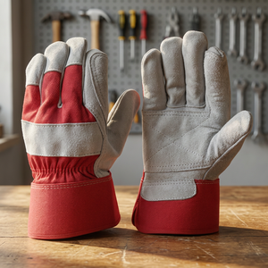 Guantes de Seguridad de Cuero Resistentes al Calor, para Trabajos de Bomberos y Soldadura, Resistentes a la Abrasión, con Puño Rojo, Antideslizantes, Sin Látex ni Silicona - Product Image 4