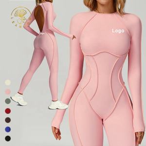 Langarm Conjuntos Para Mujer Lässig Pantalon Sport Jumps uit Hollow Out Gym Stram pler Frauen One Piece Combin aison Pour Femme - Product Image 1