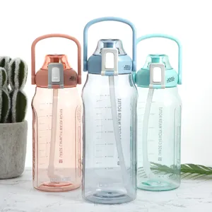 Botol Air Plastik Besar 1,5l Kustom Silikon Dapat Dilipat Botol Air Anak-anak dengan Sedotan