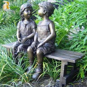Sculpture en bronze grandeur nature de frère et sœur, art moderne RELONG, pour la décoration de parcs et de jardins en plein air - Product Image 6