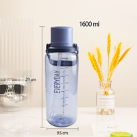 Bouteille d'eau de 54 oz sans BPA, de qualité alimentaire, portable avec poignée, couvercle anti-poussière et paille pour la consommation quotidienne en extérieur