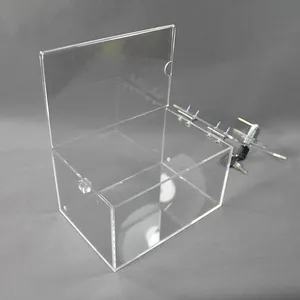Custom Made Clear Acrylic Coins Display Donation Case Ballot Organizer business Card Collecting Box with Key Lock