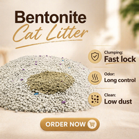 Pasir Kucing Bentonit Bulat Rendah Debu OEM, Cepat Menggumpal, Menghilangkan Bau, Pengontrol Bau, untuk Rumah Tangga dengan Banyak Kucing