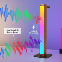 Lampe de bar en bois LED à rythme sonore activé par le son RGB avec support pour casque pour bureau de jeu, rétroéclairage TV, décoration intérieure