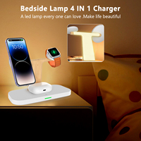 Station de charge AnFuYou Factory, bon marché et de bonne qualité, pour téléphone portable, montre, écouteurs, chargeur sans fil magnétique 4 en 1 15W à charge rapide avec lumière.