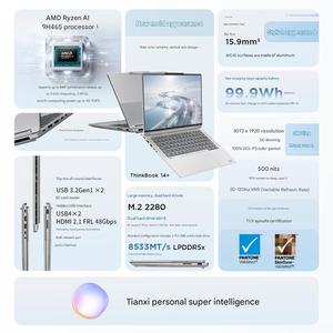 Venta al por mayor: Nuevo portátil ThinkBook 14+ 2026 con Ryzen AI9, 32GB RAM, 1TB SSD, pantalla IPS 3K de 14.5" y 120Hz, doble ventilador, cuerpo metálico, WiFi 7 - Product Image 2