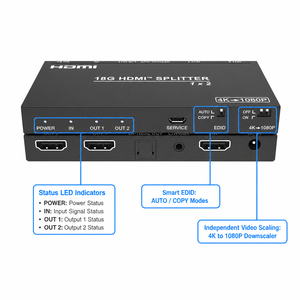 Répartiteur <span class=keywords><strong>HDMI</strong></span> 1x2 18 Gbit/s 4K60 4:4:4 avec extracteur audio optique et sortie L/R, prend en charge la conversion <span class=keywords><strong>4K</strong></span> vers 1080P - Product Image 3