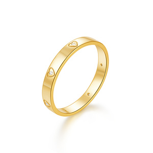 CANNER Wholesale Custom 18K Gold Plated 925 Sterling <b>Silver</b> Zircon Heart Design Couple Love <b>Ring</b> for Women <b>Men</b> - Product Image 1