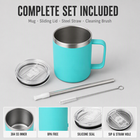 Mug à café isotherme en acier inoxydable personnalisé avec logo OEM, garde au chaud/au froid, 12 oz, double paroi sous vide, pour le camping et les voyages, avec couvercle