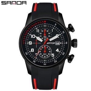 Reloj de Cuarzo para Hombre Sanda 5507 Luminoso e Impermeable, Reloj Deportivo de Seis Agujas con Calendario y Correa de Silicona de Dos Tonos - Product Image 1