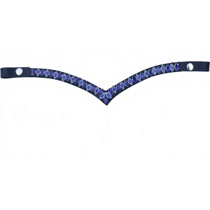 Bride de cheval en cuir personnalisée en forme de V profond avec chaîne de cristaux bleus pour l'équitation anglaise - Product Image 1