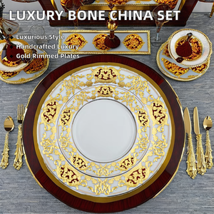 Khách Sạn Sang Trọng Nhà Hàng Nổi Sứ Xương Trung Quốc Handmade Bữa Ăn Tối Món Ăn Tấm Bộ Đồ Ăn - Product Image 4