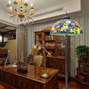 Pantalla de Lámpara Tiffany Hecha a Mano de 28 Pulgadas, de Vidrio Teñido con Base de Cobre, Luz LED, Color Latón, para Sala de Estar - Product Image 1