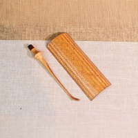 Cuillère à thé artisanale en bambou tressé, outil de cérémonie du thé chinois, tissage en chevrons, cuillère à mesurer concave, accessoire de Gongfu