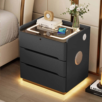 Moderner Klappbarer Smart-Nachttisch mit Sieben-Farben-LED-Lampe Kabellosem Ladesensor Bluetooth-Audio USB-Anschluss