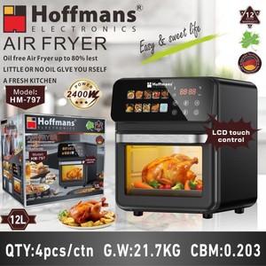 Freidora de Aire Hoffmans Easy Clean Antiadherente de 12L y 2400W con Recipiente de Vidrio Desmontable, Bajo Nivel de Ruido, Electrodoméstico de Cocina para <span class=keywords><strong>Alimentos</strong></span> <span class=keywords><strong>Saludables</strong></span> - Product Image 4
