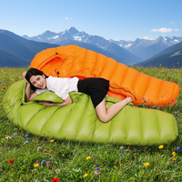Sac de couchage gonflable en duvet d'oie léger et confortable, style momie, 2000g, quatre saisons, en nylon