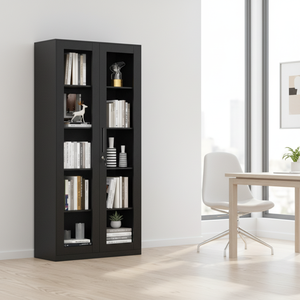 Glass Door Steel Storage Cupboard Iron Bookcase Home Curio <b>Cabinet</b> Figure Display Showcase Metal Filing <b>Cabinet</b> for Office - Product Image 4